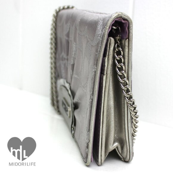 COACH Signature Metallic Convertible Clutch Chain Crossbody - Picture 3 of 11